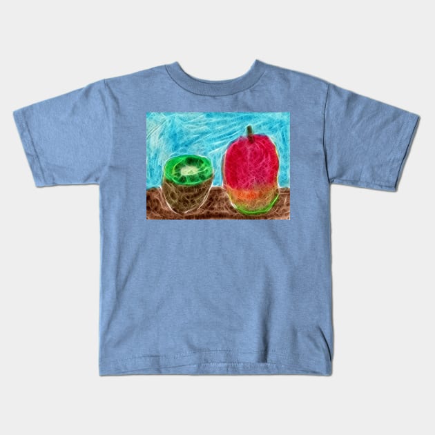 Kiwi Fruit and Mango Kids T-Shirt by Mila-Ola_Art